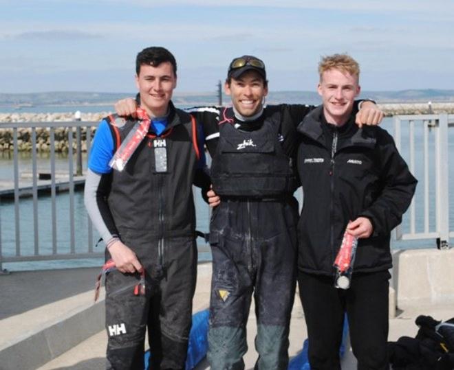 Southampton Solent: Chris Tiernan, Matt Reid and John Hamilton - BUCS-BUSA Match Racing Championship 2015 © Richard Kingsnorth