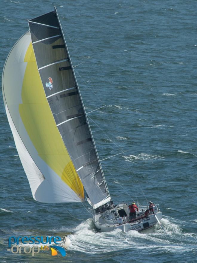 Condor flies by Point Bonita - Doublehanded Farallones Race 2015 © Erik Simonson www.pressure-drop.us http://www.pressure-drop.us