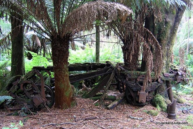 Bogies left from the North Lyle mine - Search for Piner’s Shoe Road - Tasmania © Jack and Jude