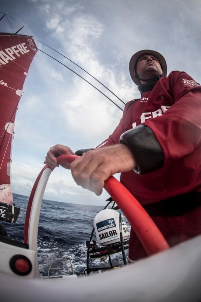 Leg 6 to Newport onboard MAPFRE. Day 04. Rafa Trujillo looking at Abu Dhabi Ocean Racing that is seven miles far away from MAPFRE. - Volvo Ocean Race 2015 © Francisco Vignale/Mapfre/Volvo Ocean Race