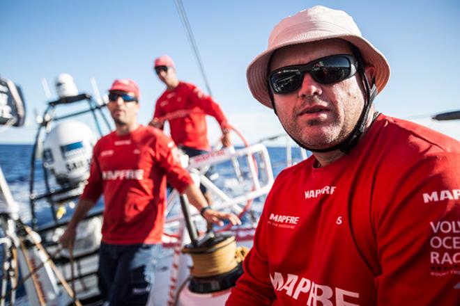 April 24,2015. Leg 6 to Newport onboard MAPFRE. Day 05. Rafa Trujillo and the gang. © Volvo Ocean Race http://www.volvooceanrace.com