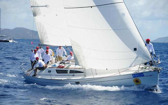 Winning Jib & Main 2, Keith LiGreci's Jeanneau 40, Girasoli  © Todd VanSickle / BVI Spring Regatta http://www.bvispringregatta.org