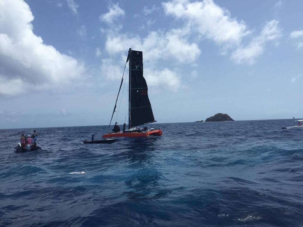 G4 shakes herself off, after being righted at St Bartha photo copyright Sharon Green/ ultimatesailing.com http://www.ultimatesailing.com taken at  and featuring the  class