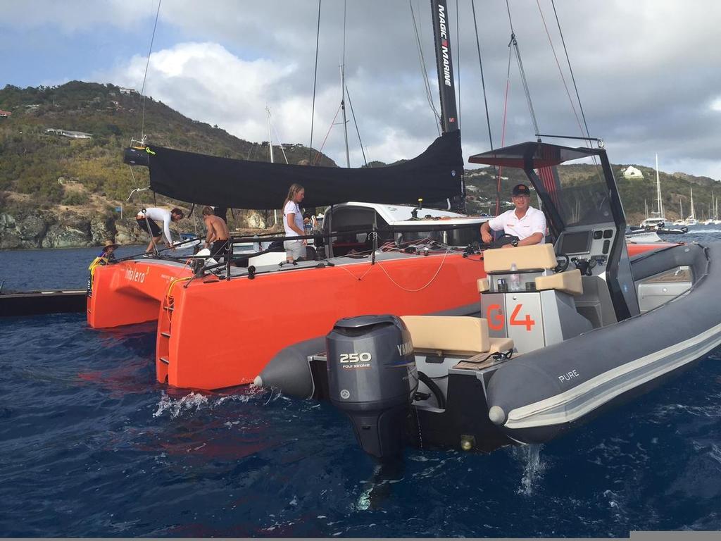 Gunboat G4 makes her way back into harbour in St Barths photo copyright Sharon Green/ ultimatesailing.com http://www.ultimatesailing.com taken at  and featuring the  class