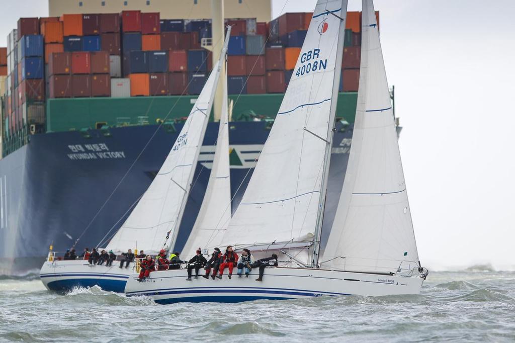 Passing to stern of a container ship on Wednesday    © Paul Wyeth / www.pwpictures.com http://www.pwpictures.com