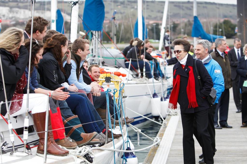 HRH The Princess Royal meets the crews accompanied by RYA Performance Director, John Derbyshire  © Paul Wyeth / www.pwpictures.com http://www.pwpictures.com