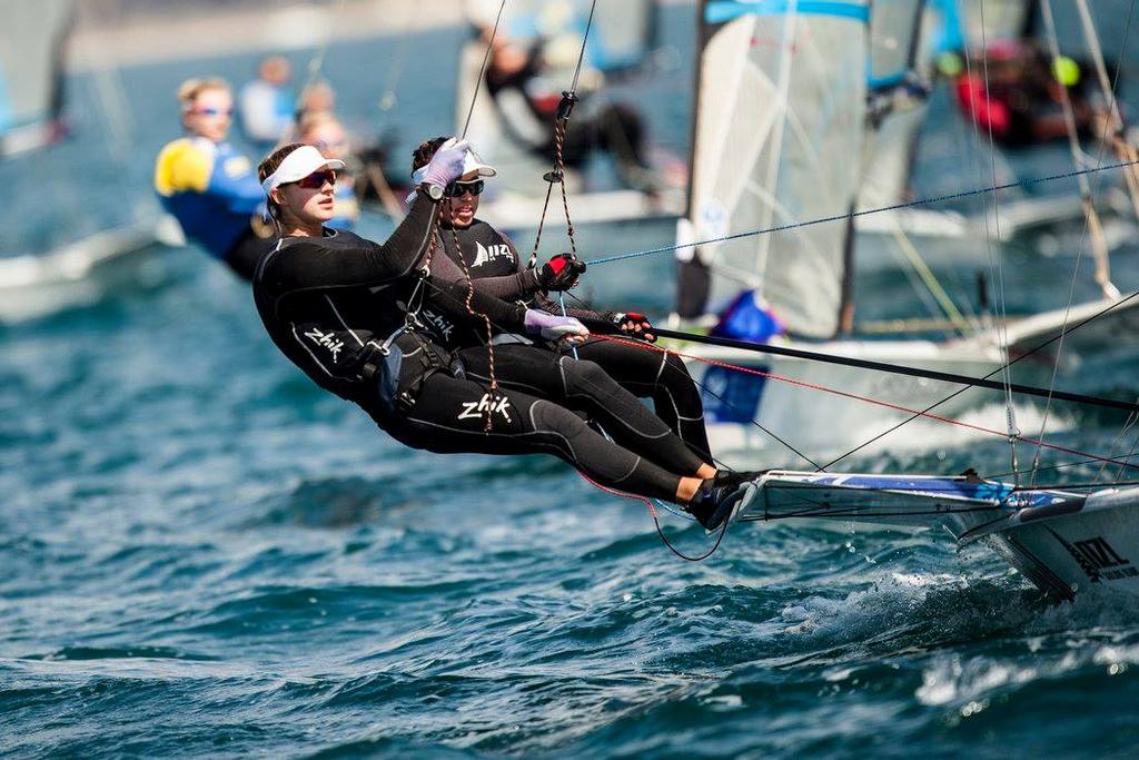 Meech and Maloney - 49erFX - Day 2 of the ISAF Sailing World Cup in Hyeres, France ©  Jesus Renedo / Sailing Energy http://www.sailingenergy.com/