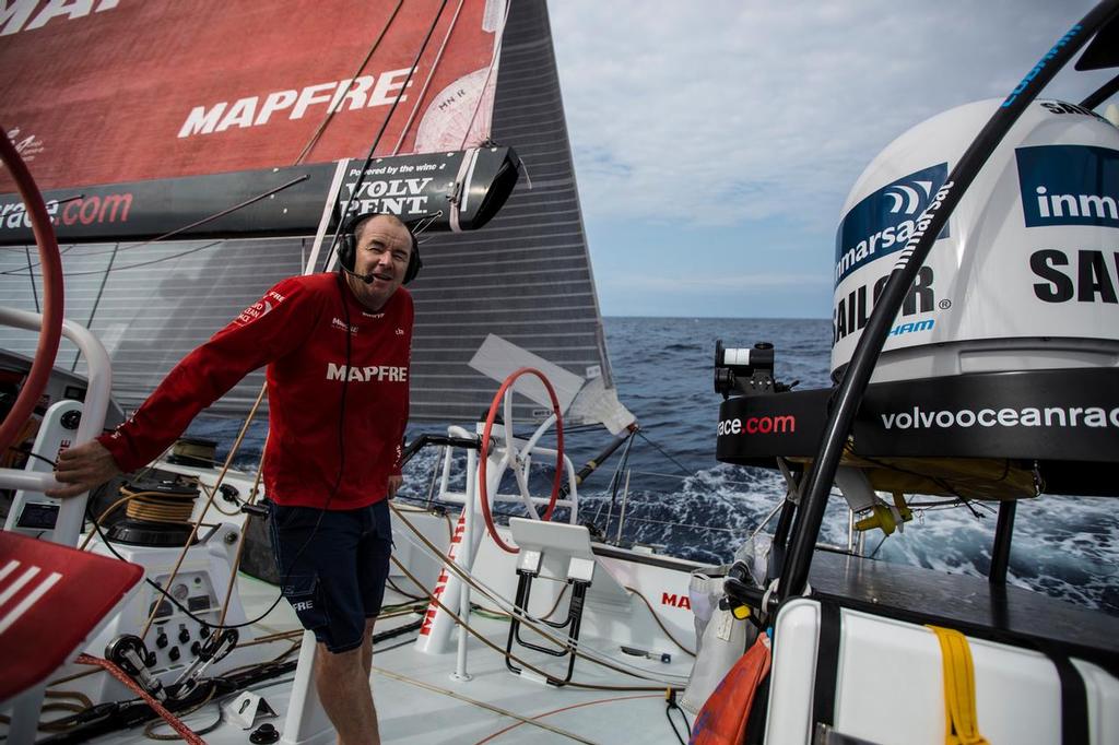 April 20, 2015. Leg 6 to Newport onboard MAPFRE. Day 01. Jean Luc Nelias during the Live X after departure from Brazil. © Francisco Vignale/Mapfre/Volvo Ocean Race