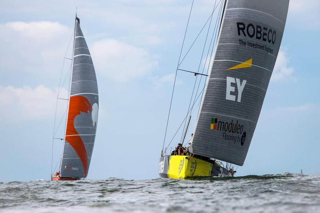 April 18, 2015. Team Vestas Wind In-Port Race Itajai; Team Alvimedica and Team Brunel © Buda Mendes / Volvo Ocean Race