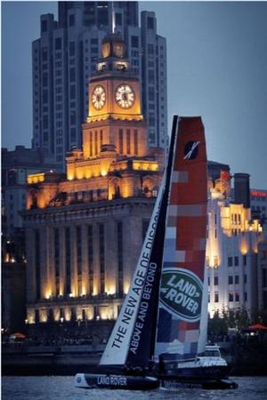 Land Rover Extreme 40 sailing on the Huangpu River, in the Bund area of Shanghai. - Extreme Sailing Series photo copyright Alex Wang / Extreme Sailing Series taken at  and featuring the  class