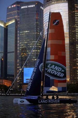 Land Rover Extreme 40 sailing on the Huangpu River, in the Bund area of Shanghai. - Extreme Sailing Series photo copyright Alex Wang / Extreme Sailing Series taken at  and featuring the  class