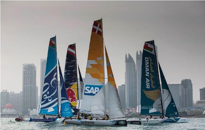 The fleet against the Qingdao backdrop - Act 3, Qingdao 2015 - Day three © Lloyd Images