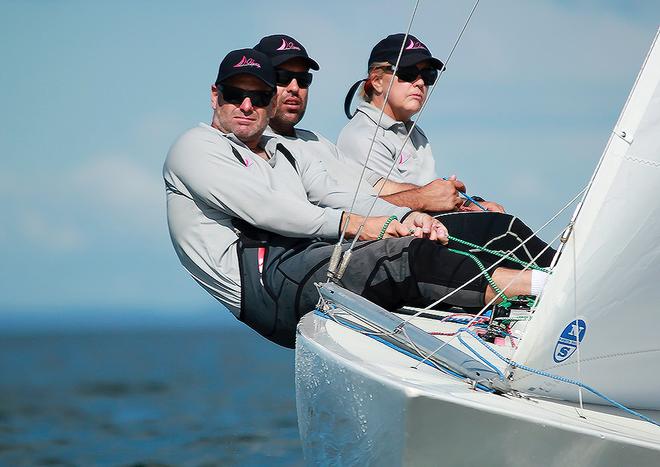 Jill Connell, Wade Morgan and Peter Merrington on Odyssey. - Boutique Boat Company Brisbane Etchells Winter Series © Daniel Alcock