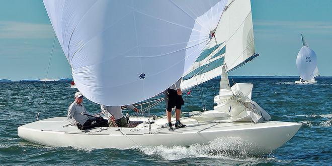 Tango powering down under spinnaker. - Boutique Boat Company Brisbane Etchells Winter Championship © Daniel Alcock