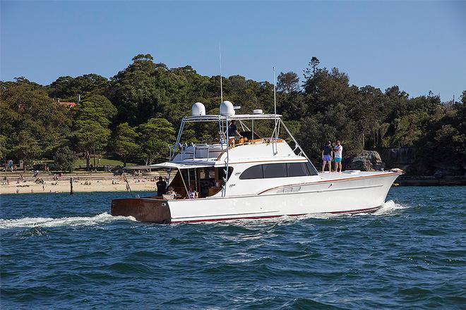 Classic Sportsfisherman, resplendent with Mahogany transom as well... ©  John Curnow