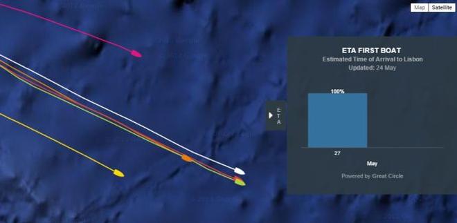 Position report at: 25 May 18:44 UTC - Leg 7 to Lisbon - Volvo Ocean Race &copy; Volvo Ocean Race http://www.volvooceanrace.com