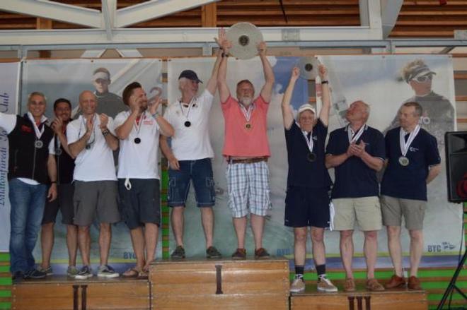 Podium finishers - Gold - Bluesmile (NED, center), Silver - Onedesign Farr 25 (TUR, left) and Bronze - Neoprofile (POL, right) - 2015 ORC Sportboat European Championship © Connie Christy