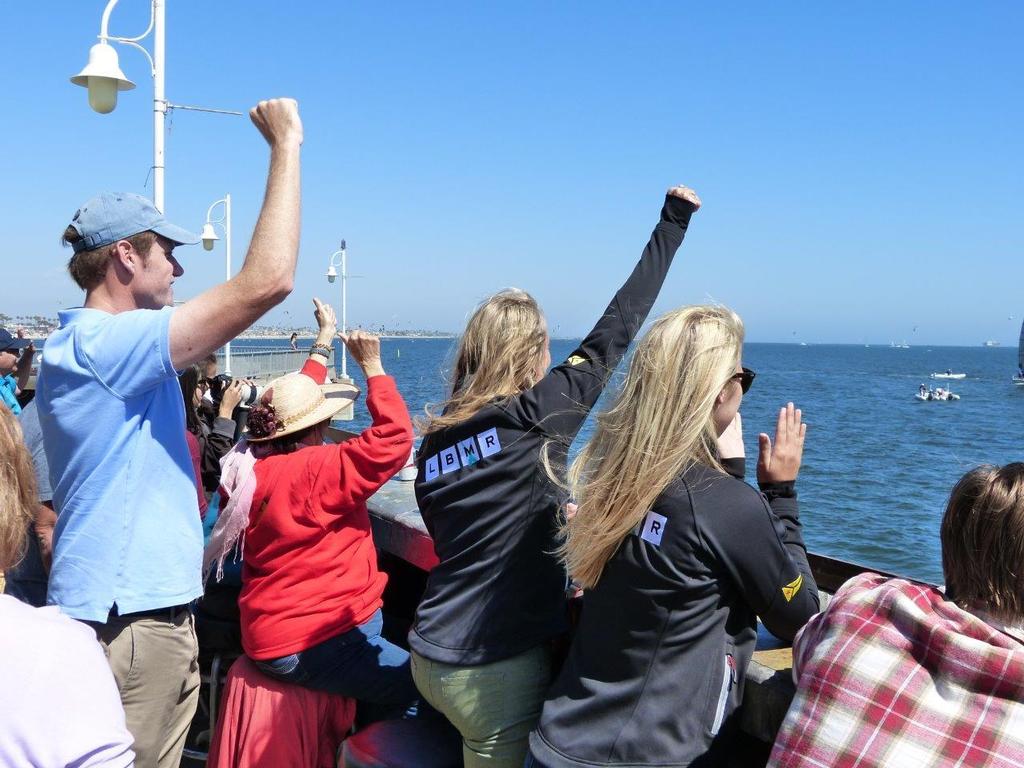 Durant family cheers at pier - Final day action of the 2015 Ficker Cup photo copyright Long Beach Yacht Club http://www.lbyc.org taken at  and featuring the  class
