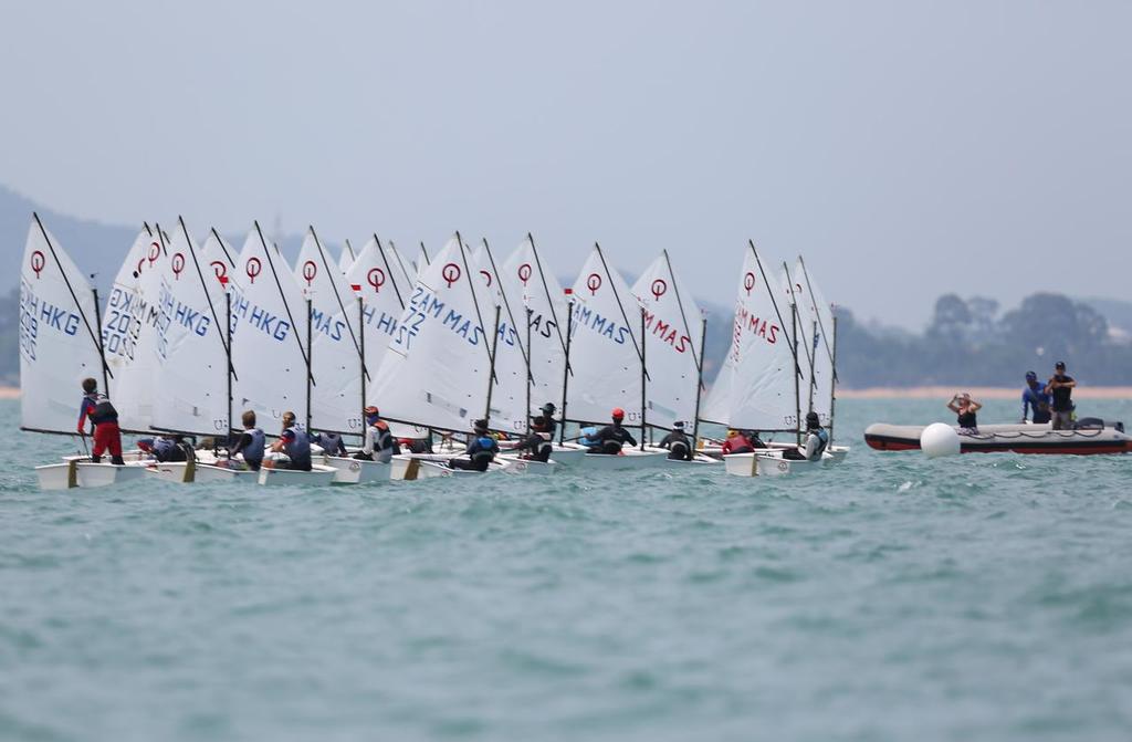 Startline action at the 2015 Thailand National Optimist Championships. photo copyright Event Media taken at  and featuring the  class