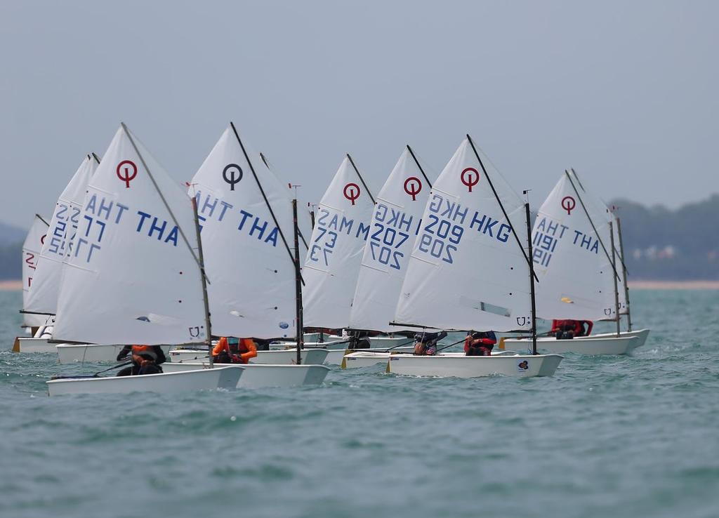 It was close racing in both A and B fleets at the 2015 Thailand National Optimist Championships. photo copyright Event Media taken at  and featuring the  class