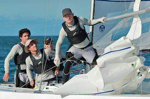Matt Chew, Ash Deeks Bill Cuneo and Brian Donovan on Gen XY go about their work. - Boutique Boat Company Brisbane Etchells Winter Series photo copyright Daniel Alcock taken at  and featuring the  class
