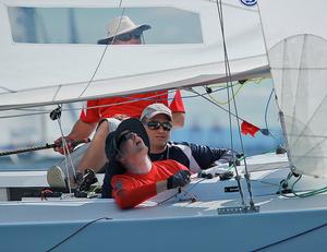John Warlow, Mick Patrick and Will Thomson on Land Rat. - Boutique Boat Company Brisbane Etchells Winter Series photo copyright Daniel Alcock taken at  and featuring the  class