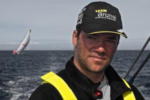 Leg 7 to Lisbon onboard Team Brunel. Day 03. In one night Team brunel lost their 20 mile lead. Suddenly the whole fleet was close again,especially MAPFRE. Pablo Arrarte is looking anxious to stay in front of them; ``Friends?? not on the water`` photo copyright Stefan Coppers / Team Brunel taken at  and featuring the  class