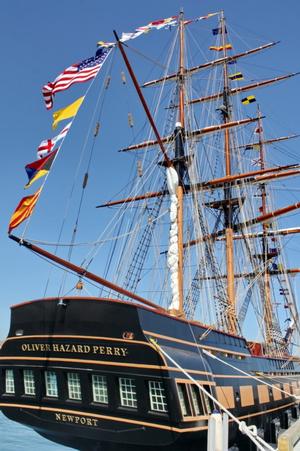 SSV Oliver Hazard Perry at the state pier she will call home in Rhode Island. photo copyright Media Pro International / OHPRI taken at  and featuring the  class