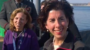 Senator Teresa Paiva Weed and Governor Gina Raimondo on the state pier that SSV Oliver Hazard Perry will call home - Rhode Island’s Official Sailing Education Vessel photo copyright Media Pro International / OHPRI taken at  and featuring the  class