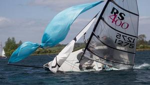 Early capsize on way to start - Notts County SC RS 400 Open photo copyright Heather Chipperfield taken at  and featuring the  class