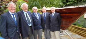 Former members of Sir Edward Heath's Morning Cloud crew L-R Mark Dowland, Ian Lallow, Colin Turner, John Arthur and Duncan Kay attending today's unveiling event photo copyright Peta Stuart-Hunt / PRWorks UK taken at  and featuring the  class