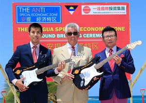 L-R: Kenneth Kwok, Vice President of Yida International, Nelson Parker, Vice President of Casino Development, Hard Rock International and Yida Zhang, Chairman of Yida International Investment Group. photo copyright Antigua Sailing Week taken at  and featuring the  class