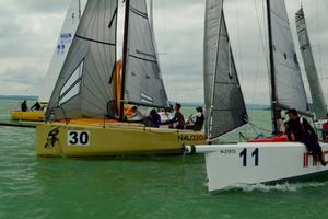 Close action at first top mark, Race 4 - 2015 ORC Sportboat European Championship photo copyright ORC Media taken at  and featuring the  class