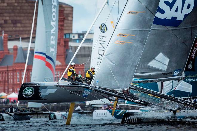 Act 5, Cardiff 2014 - Day one - SAP Extreme Sailing Team took two race wins to finish day one in second place - 2015 Extreme Sailing Series™ © Lloyd Images