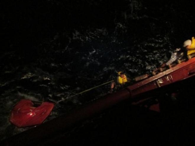 Three sailors, inlcuding two New Zealanders, were rescued from the Pacific Ocean after their yacht caught fire. - Pacific Ocean rescue from burning boat © stuff.co.nz