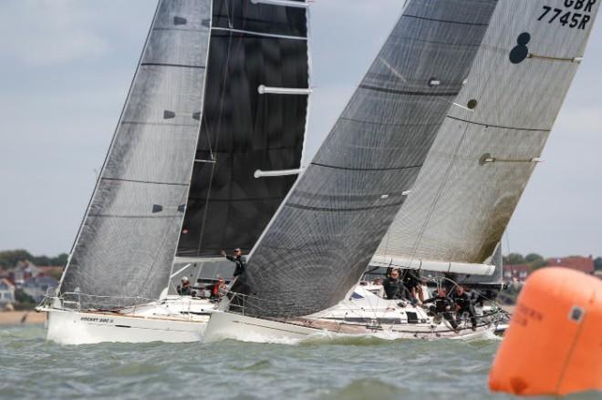 Eala of Rhu (First in IRC1)  giving a masterclass in starting technique, powered up and at full speed as she hits the line. - Royal Southern YC North Sails June Regatta © Paul Wyeth / www.pwpictures.com http://www.pwpictures.com