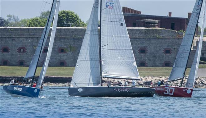 C&C 30s Andiamo and Themis past Fort Adams in Newport  ©  Rolex/Daniel Forster http://www.regattanews.com