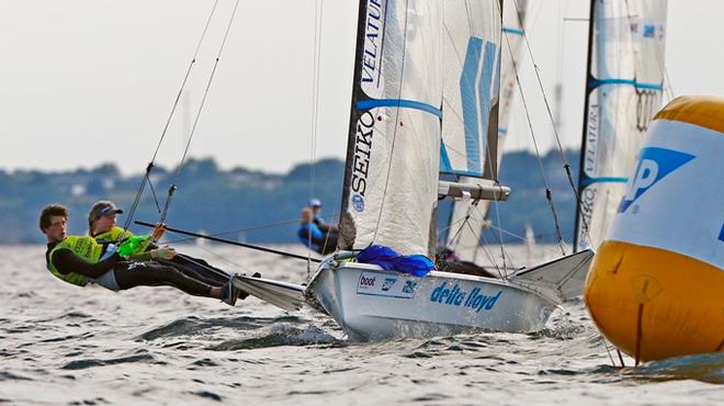 49er FX Class Annemiek Bekkering and Daniel Bramervaer dominate as a mixed team the women skiff class (NED,(3)1/1/1/1/3/1/2/1) Points 11 - 2015 Kieler Woche © www.segel-bilder.de