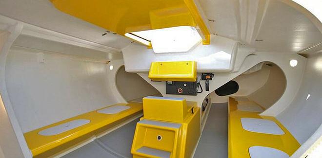 The engine box forms part of the companionway ladder &copy; CFM/M.A.T. Yachts