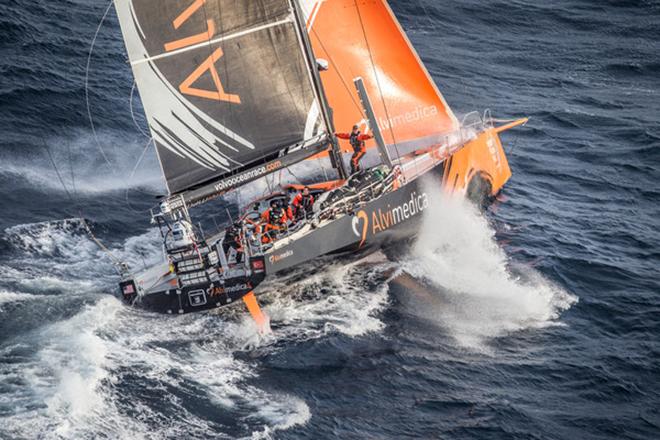 June 09,2015. Team Alvimedica passing by Costa da Morte - Coast of Death - in Spanish waters during Leg 8 to Lorient.  ©  Ainhoa Sanchez/Volvo Ocean Race