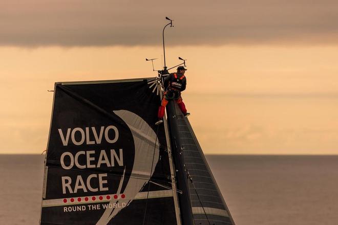 Team Alvimedica spotting for wind as the Volvo Ocean 65 fleet as they sail past Denmark during the sunset, as they face the last miles to the finish line in Gothenburg.  © Carlo Borlenghi/Volvo Ocean Race http://www.volvooceanrace.com