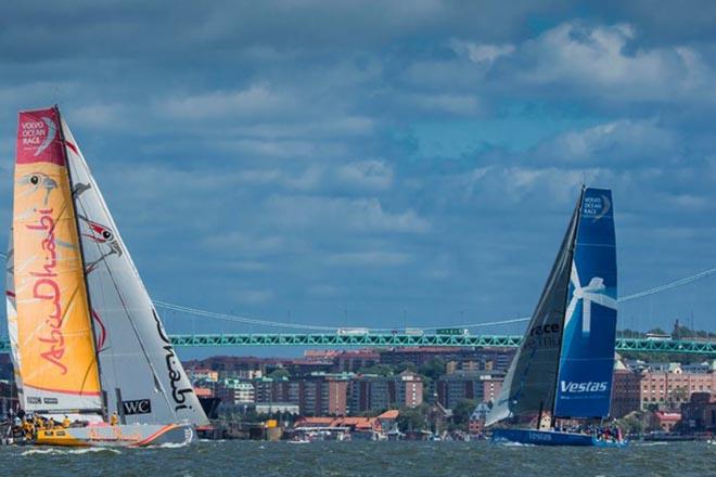  June 25,2015. Abu Dhabi Ocean Racing and Team Vestas Wind during the ProAm 1 Race in Gothenburg.  © Victor Fraile/Volvo Ocean Race http://www.volcooceanrace.com