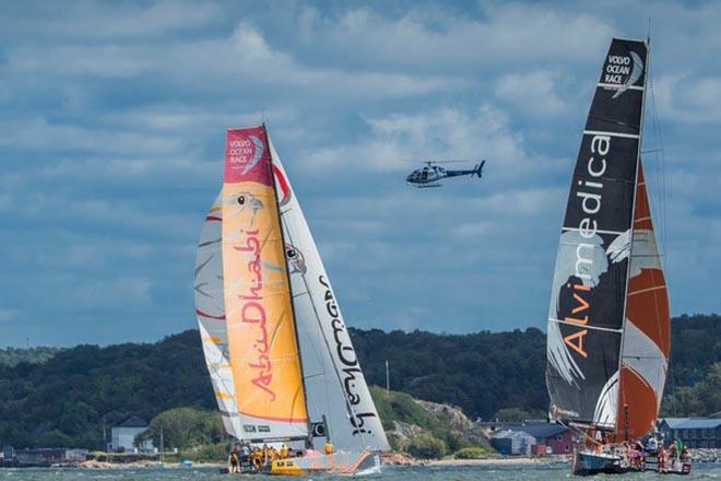  June 25,2015. Team Alvimedica and Abu Dhabi Ocean Racing during the ProAm 1 Race in Gothenburg.  © Victor Fraile/Volvo Ocean Race http://www.volcooceanrace.com