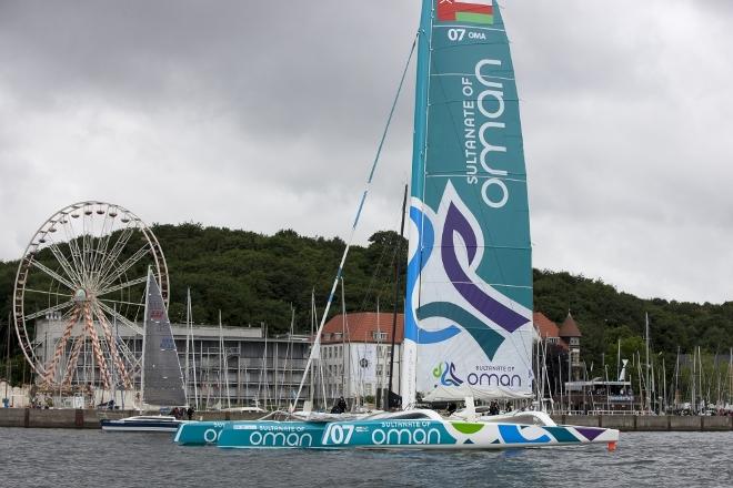 Oman Sail's MOD70 Musandam races in the Eckernförde race at Kiel week 2014 &copy; Sander van der Borch http://www.sandervanderborch.com