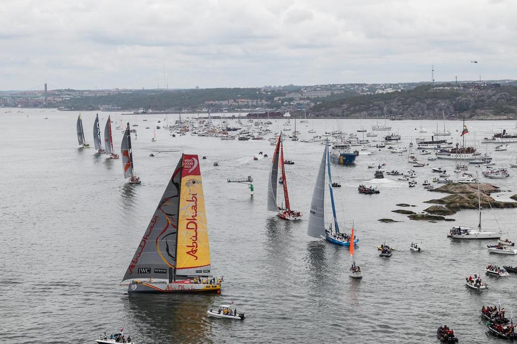 June 27, 2015. The final day of the 2014-15 edition of the Volvo Ocean Race. The fleet during the Inmarsat In-Port Race in Gothenburg. photo copyright  Ainhoa Sanchez/Volvo Ocean Race taken at  and featuring the  class