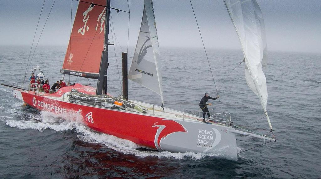 June 17, 2015. Dongfeng viewed through a drone camera - Leg 9 in the English Channel photo copyright Yann Riou / Dongfeng Race Team taken at  and featuring the  class