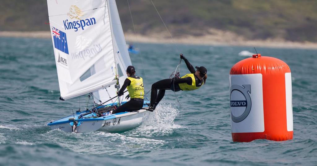 Jo Aleh and Polly Powrie, NZL, Women's Two Person Dinghy (470) at Day Two of the ISAF Sailing World Cup Weymouth & Portland. © onEdition http://www.onEdition.com