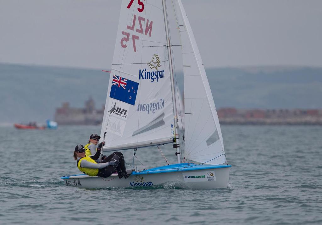 Jo Aleh and Polly Powrie, NZL, Women's Two Person Dinghy (470) on day five of the ISAF Sailing World Cup Weymouth & Portland.<br />
<br />
Returning to the London 2012 Olympic waters, the ISAF Sailing World Cup Weymouth and Portland is taking place between 8-14 June with the racing conducted over five days between 10-14 June at Weymouth and Portland National Sailing Academy. Medal race day on Sunday 14 June will deci © onEdition http://www.onEdition.com