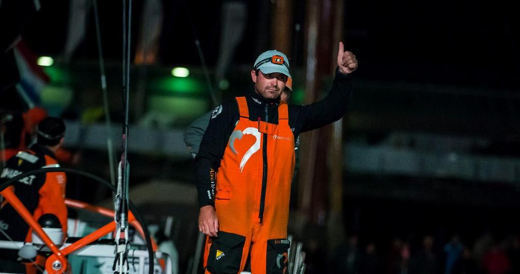 Skipper Charlie Enright after Team Alvimedicas win on the first half of Leg 9 photo copyright Ricardo Pinto / Volvo Ocean Race taken at  and featuring the  class