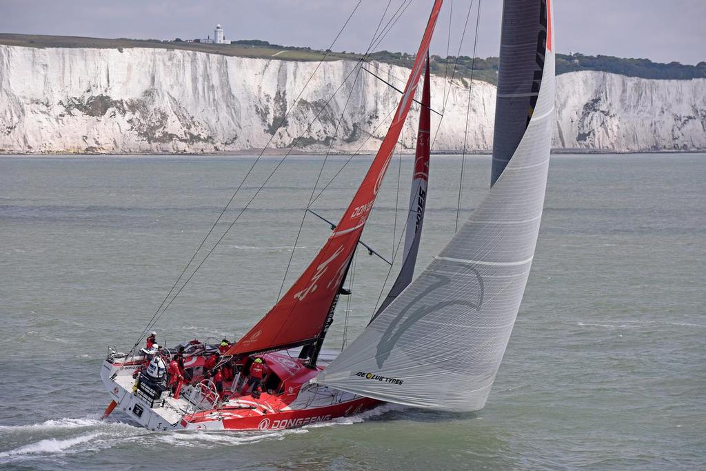 June 17, 2015.  Dongfeng Race Team in the English Channel  and Dover Straits on the way to the pitstop on The Hague on Leg 9 from Lorient to Gothenburg. © Rick Tomlinson/Volvo Ocean Race http://www.volvooceanrace.com